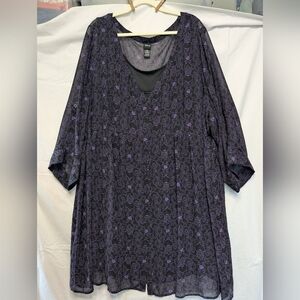 Disney/Torrid Black and Purple Ursula Villain Print Tunic Top